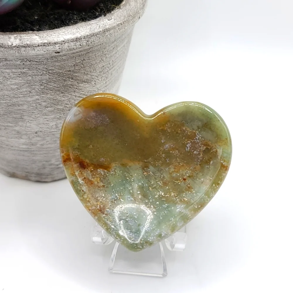 Natural Indian Moss Agate Heart Bowl D
